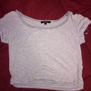 gray and white striped crop top